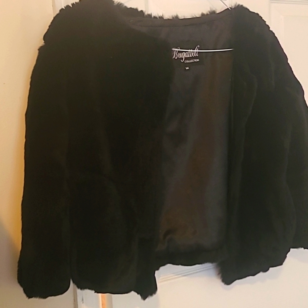 Bugatelli Genuine Rabbit Fur Coat Black Size M